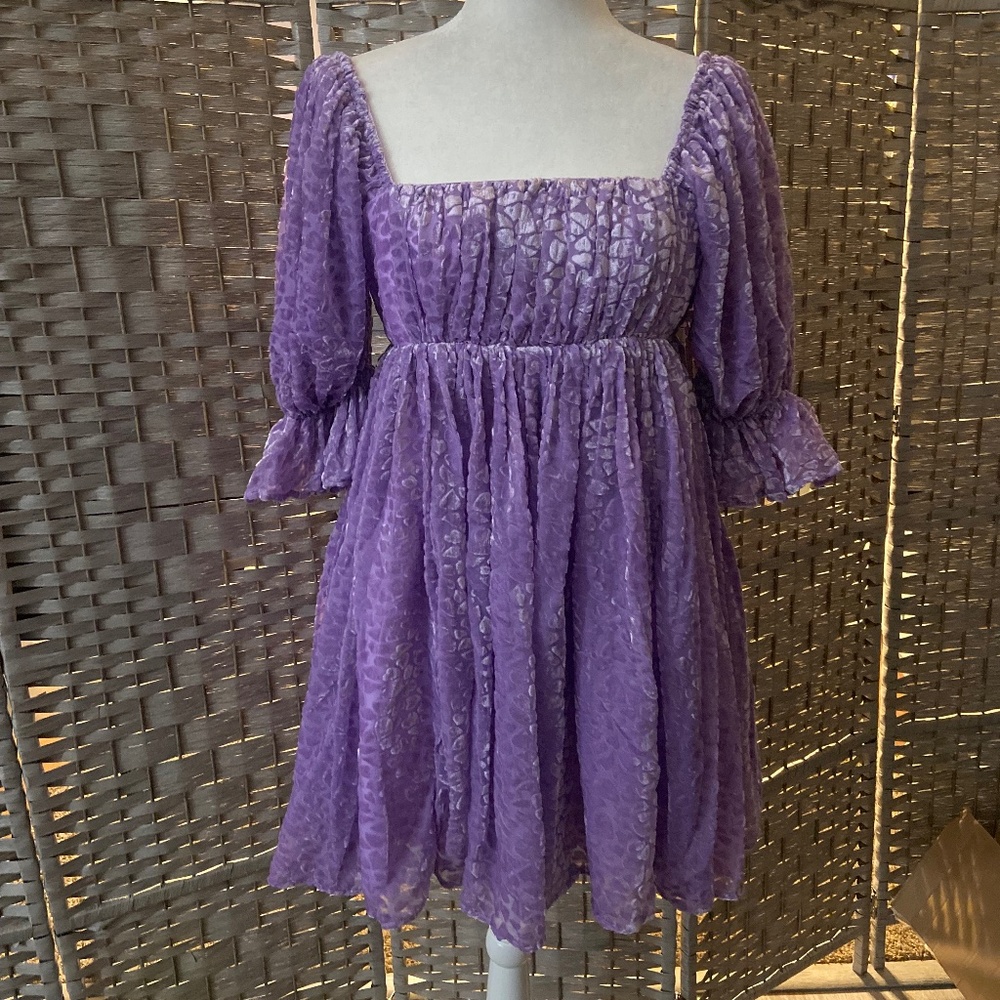Smak Parlour Lavender Heart Velvet Love Interest Babydoll Dress (Small/4)